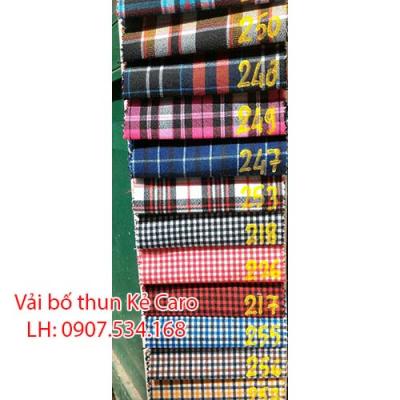Vải bố thun kẻ caro may đồng phục học sinh