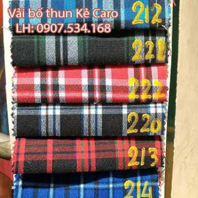 Vải bố thun kẻ caro may đồng phục học sinh